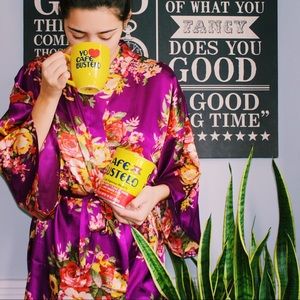 Vibrant Floral Silk Robe